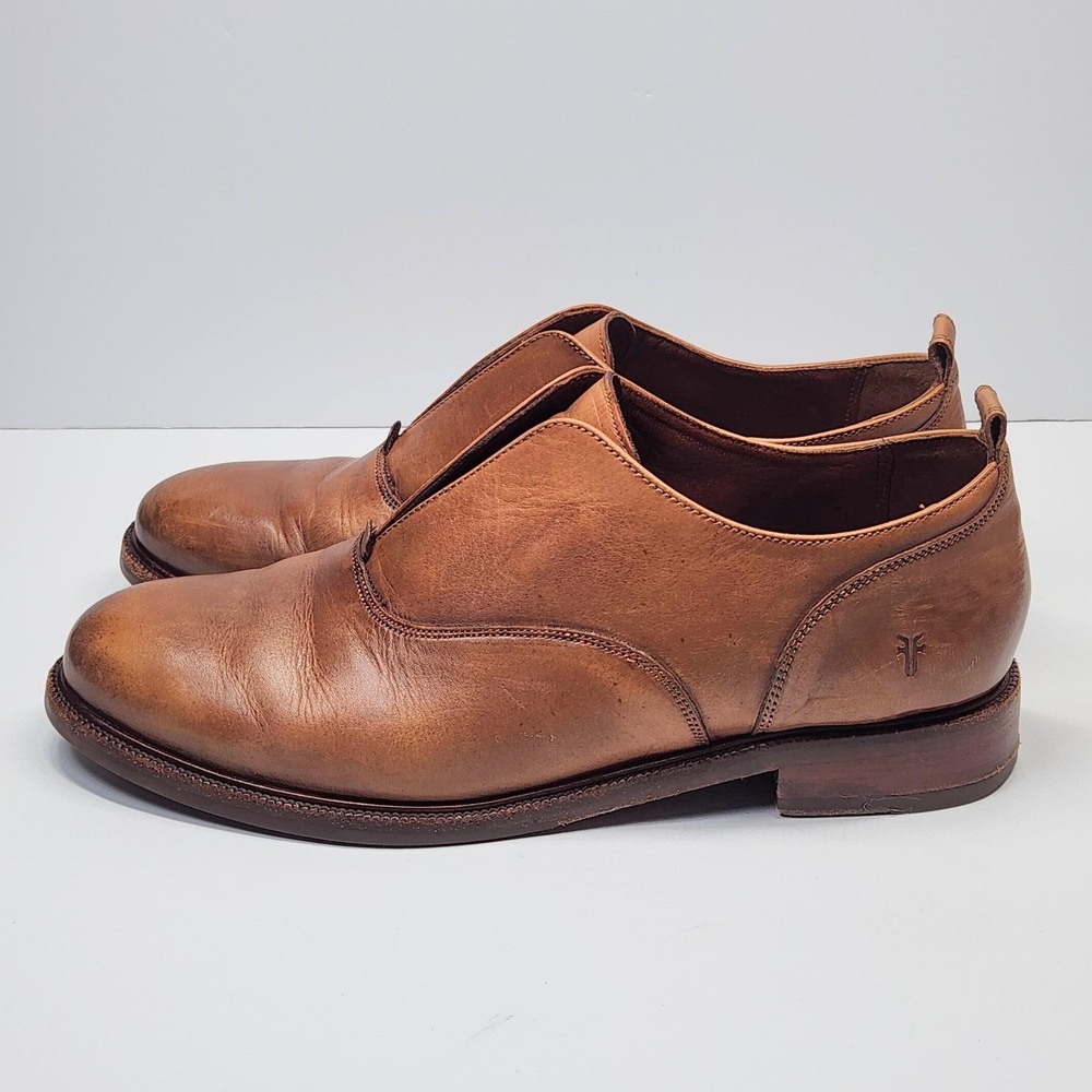 FRYE Slip On Leather Loafers Oxfords Shoes Womens 9.5 M Cognac Brown - Picture 11 of 16